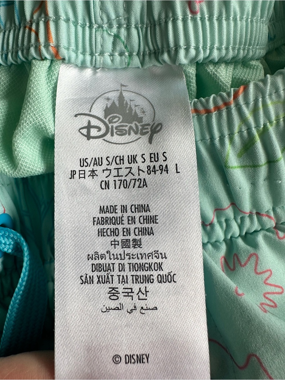 Disney Men’s Light Mint Blue Athletic Shorts with Orange & Blue Mickey Print - Picture 4 of 7